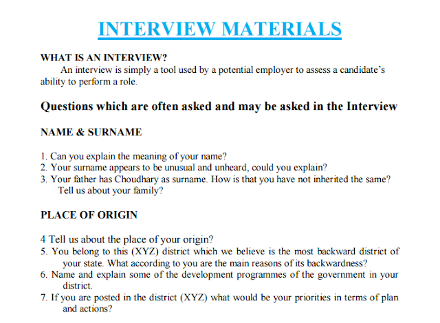 IBPS PO Interview Materials Download Pdf