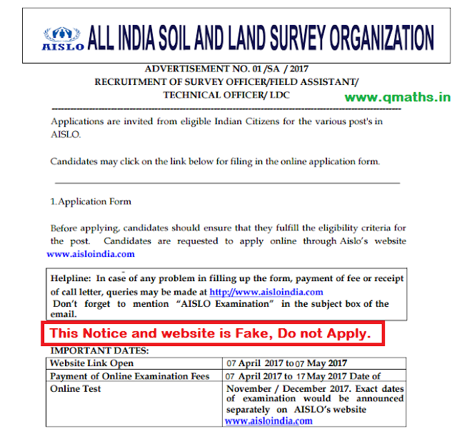 Beware AISLO Notification (Website) is Fake, Do Not Apply