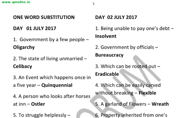 Vocabulary Compilation of SSC CPO 2017 Examination PDF