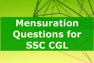 Most Important Mensuration Questions for SSC CGL Tier-2 (set - 1)