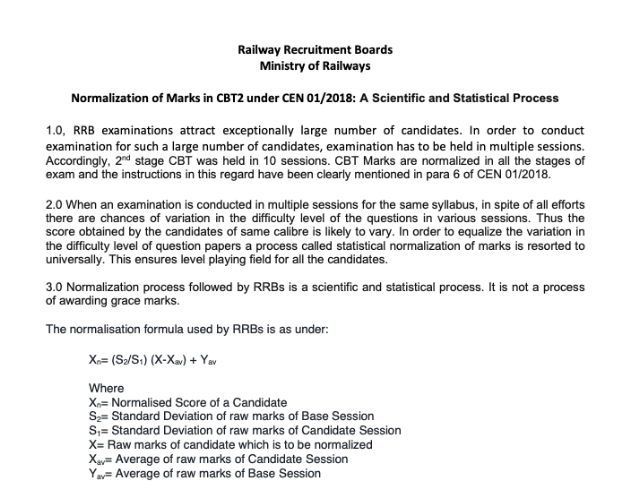 RRB Notice Regarding Normalization of Marks on ALP Tech Stage 2 Examination