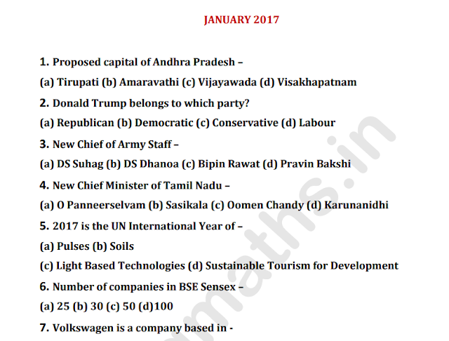 900 Current Affairs MCQs Compilation from January 2017 to June 2017 in PDF