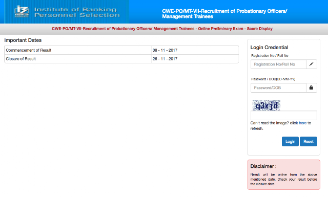 IBPS PO VII 2017 Prelims Score (Marks) Out, Check Here