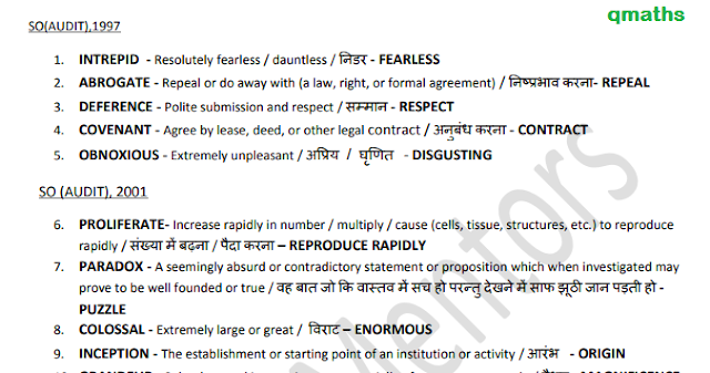 Synonyms asked in SSC Exams till 2016 (with Hindi Meanings) PDF