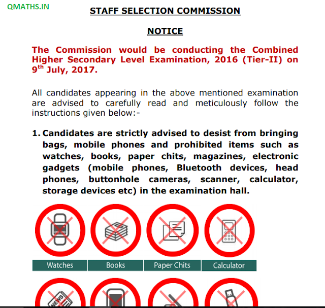 SSC Instruction Notice for CHSL 2016 Tier-2 (Descriptive) PDF
