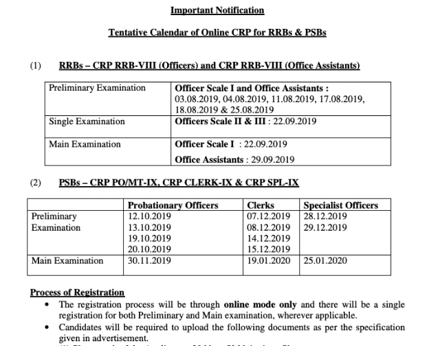 IBPS Tentative Calendar 2019 PDF Download