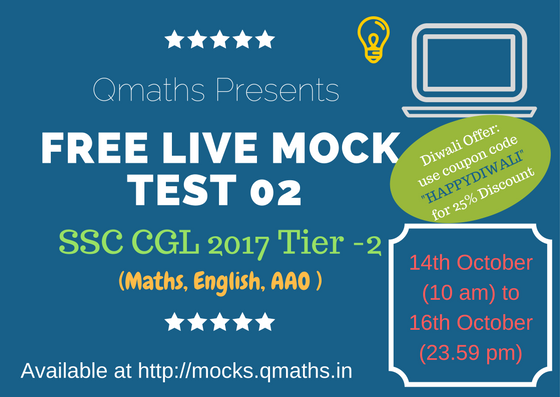 SSC CGL 2017 Tier-2 Free Live Mock Test 02 (Available Now)