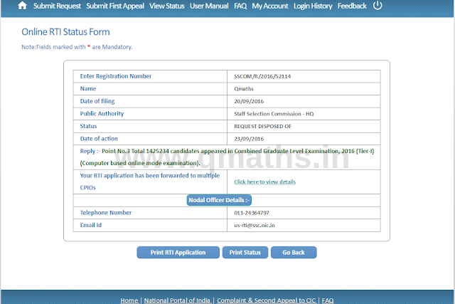 Latest RTI Reply Regarding SSC CGLE 2016 (Multiple Queries)