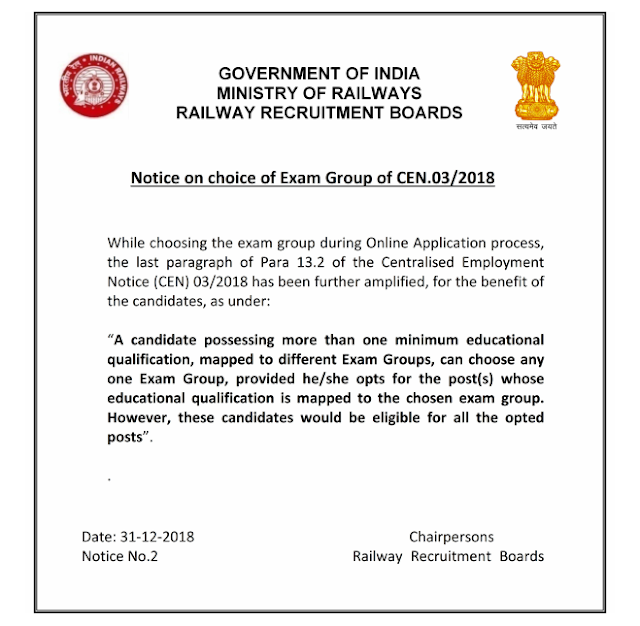 RRB JE 2018 New Clarification Notice PDF