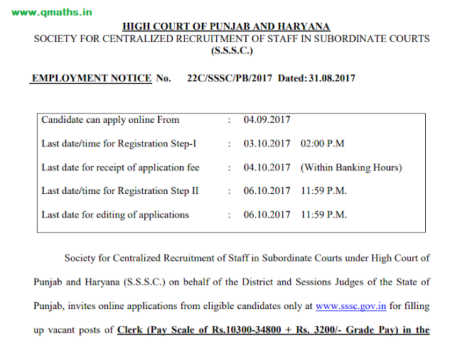 Clerk Recruitment in Subordinate Courts Under P&H High Court (350 Posts)