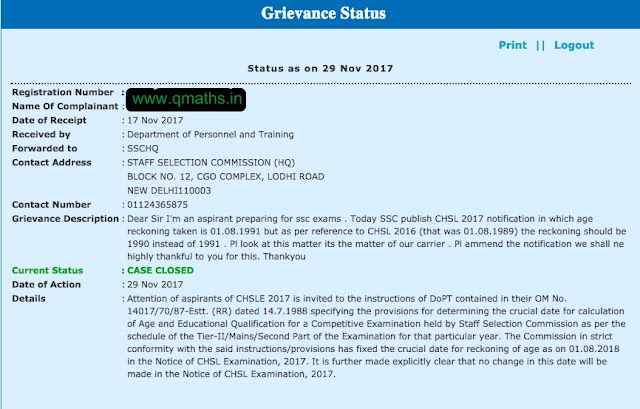 PGPortal Reply says No Change in Cut-off Date of SSC CHSL 2017