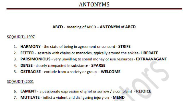 Compilation of all Antonyms asked in SSC from 1997 till date in pdf
