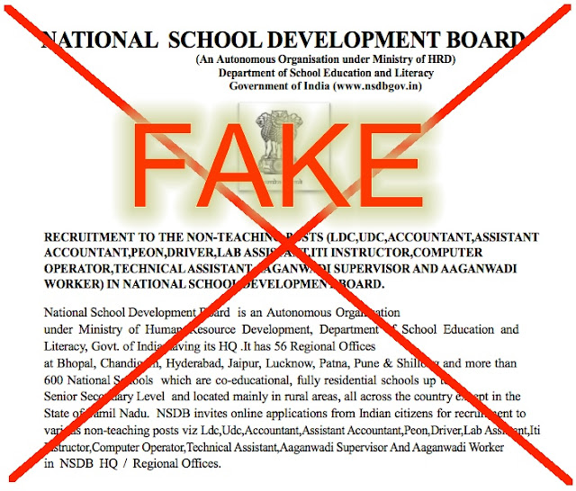 Fake NSDB Recruitment Notification for Non-Teaching Staffs (26501 Posts)