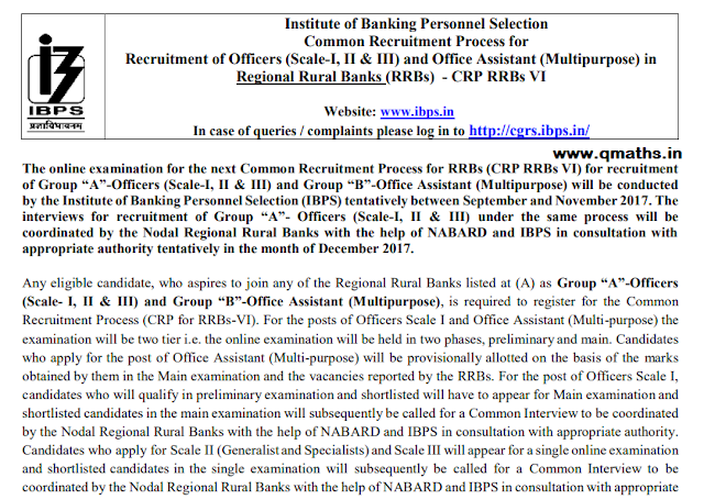IBPS RRB VI 2017 Official Notification PDF Download