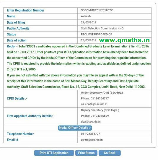 RTI Reply: 33061 Candidates Appeared in SSC CGL 2016 Tier-3