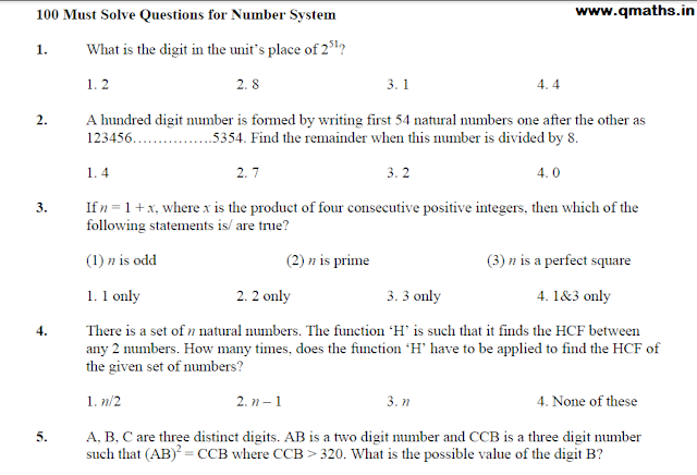 Top 100 Questions on Number Systems (Solved) for SSC, Bank, etc Exams