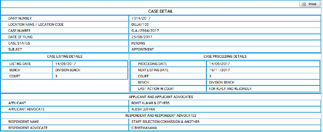 SSC CGL 2016 Final Result CAT Case Status (14.09.2017)