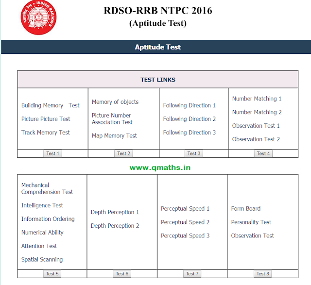 Official Mock Test for Aptitude (Psychometric) Test of RRB NTPC 2016
