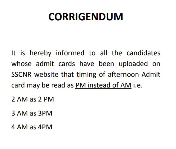 SSC Corrigendum Notice for MTS 2016 PDF