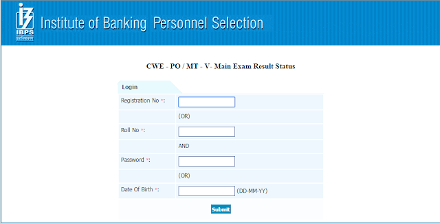 IBPS CWE PO 5 mains Result Check