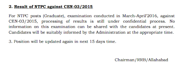 RRB latest Notice for Result of CEN-03/2015 (18252 post) pdf