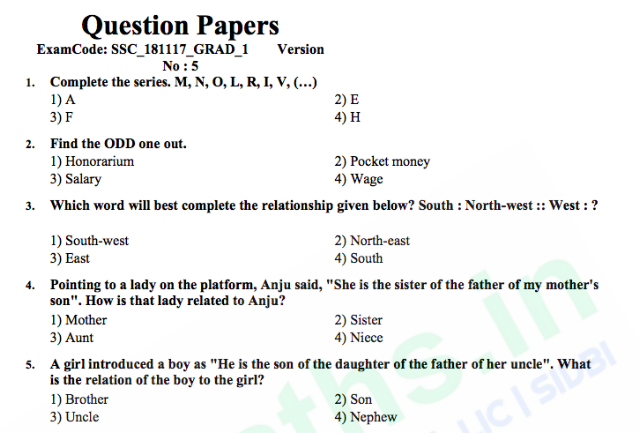 SSC Selection Post 2017 Question Paper with Answer Keys PDF Download