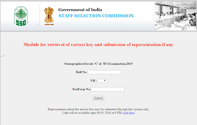 SSC Stenographers 2015 Answer key download