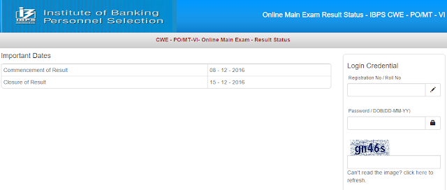 IBPS PO - VI Mains Exam Result Declared Officially
