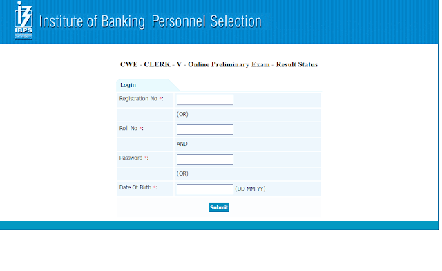 IBPS CWE Clerk V 2015-16 prelims result check