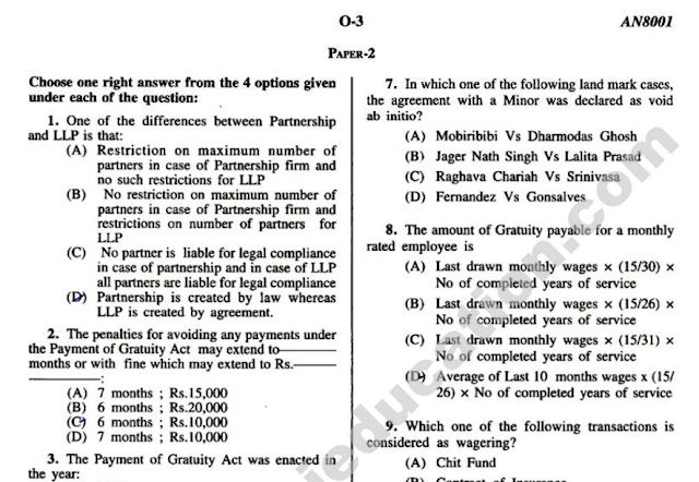 BSNL JAO Junior Accounts Officers Previous Years Papers PDF
