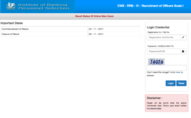 IBPS RRB VI (Officers Scale) Result Declared