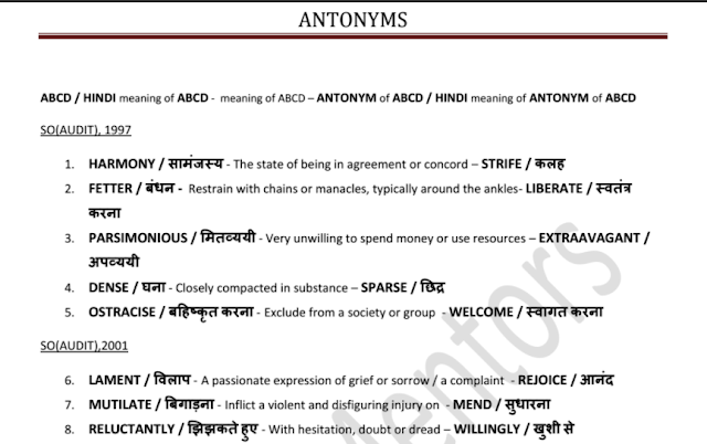 Antonyms asked in SSC Exams till 2016 (with Hindi Meanings) PDF