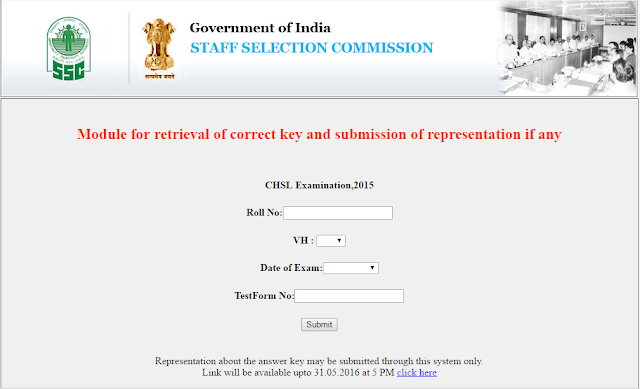 SSC CHSL 2015 Official Answer Keys Download (ssc.nic.in)