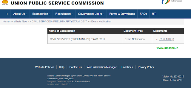 UPSC CSE 2017 Notification Pdf Download