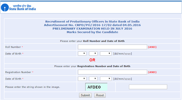 SBI PO 2016 Prelims Result Marks out, Check Here