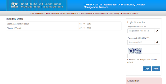 IBPS PO VII 2017 Prelims Result Declared