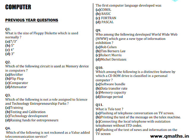 SSC Computer Knowledge Previous Year Questions PDF