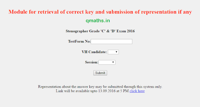 SSC Steno-2016 Answer key Declared