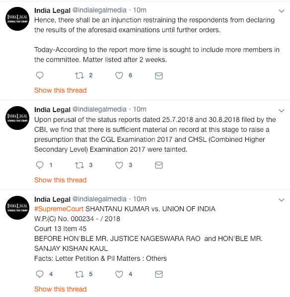 SSC CGL 2017 Supreme Court Case hearing Summary (29.01.2019)