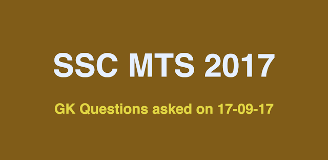 SSC MTS 2016 Questions Asked on 17-09-2017