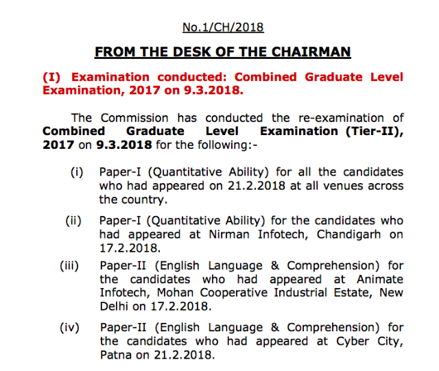 SSC Chairman Notice dated 10.03.2018