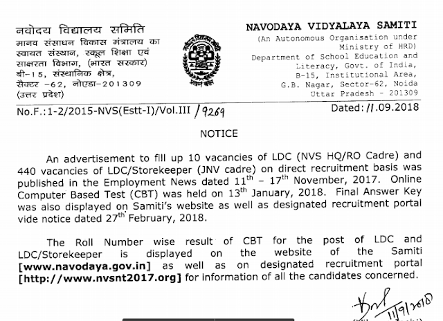 NVS LDC 2017 Result Declared, Download PDF Here