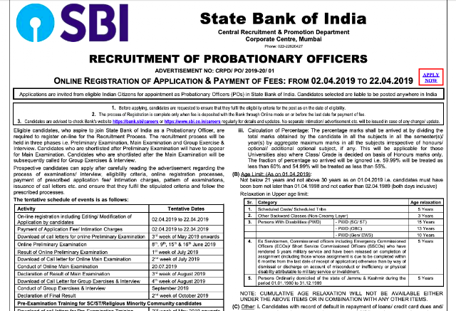 SBI PO 2019 Recruitment Notification PDF (2000 Vacancies)