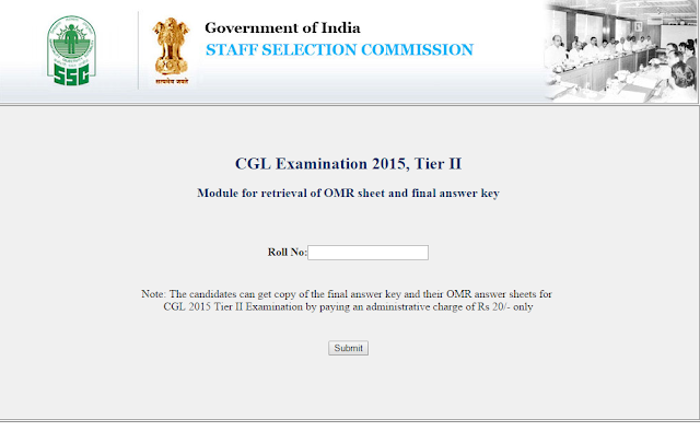 SSC CGL 2015 TIER 2 omr sheet and answers key official