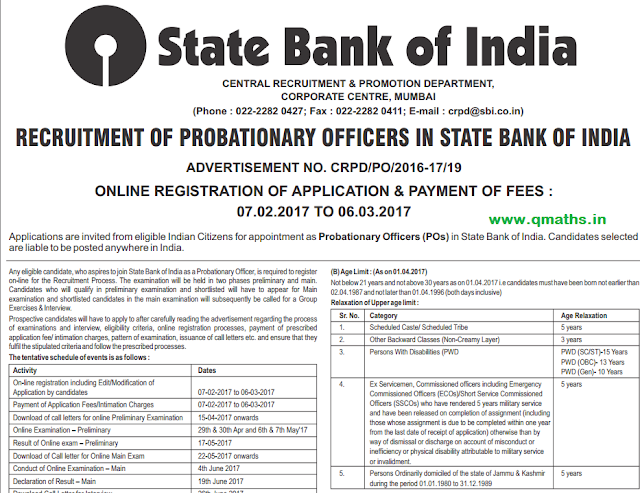 SBI PO 2017 Official Notification Out, Download PDF (2313 Vacancy)