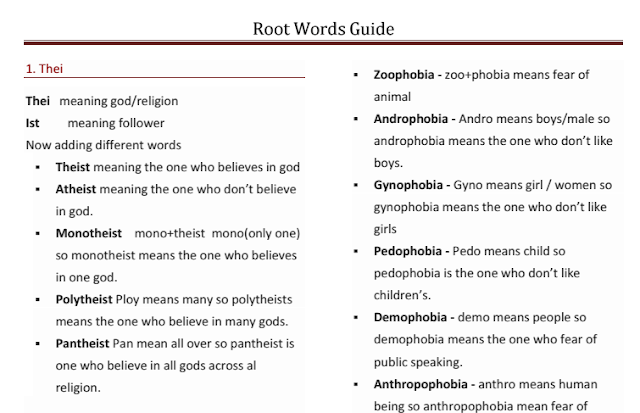 Root Words Guide for SSC CGL 2018 Examination PDF Download