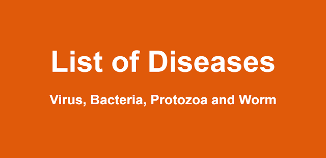 List of Diseases caused by Virus, Bacteria, Protozoa and Worm in PDF