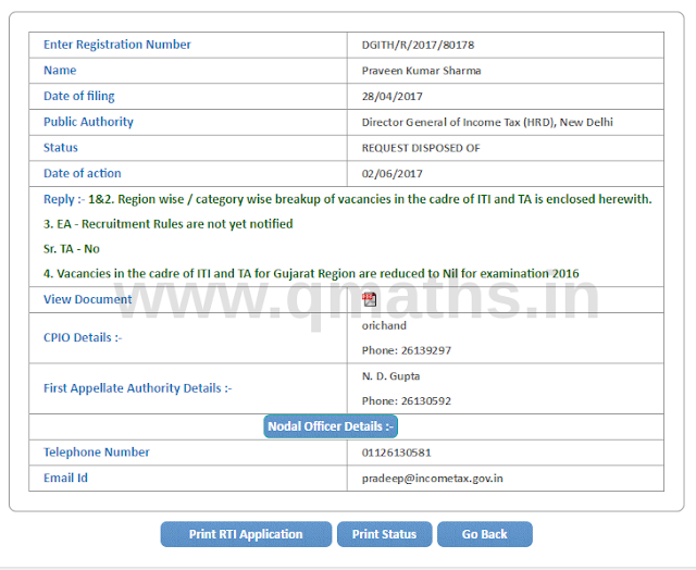 RTI Reply received on multiple queries of SSC CGL (02.06.2017)