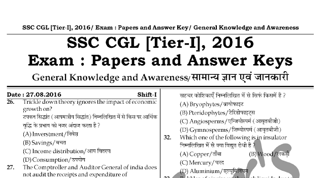 SSC CGL 2016 Tier-1 General Awareness (GK) Questions Compilation in PDF