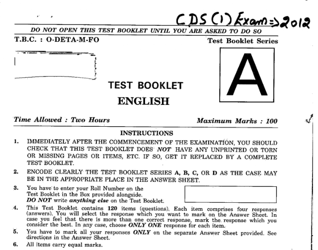 UPSC CDS Previous Year Papers PDF Download (2012-2017)
